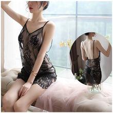Load image into Gallery viewer, New Adult Erotic Lingerie Sexy Transparent Temptation Mesh Suspender Skirt Lace Embroidered Backless Ladies Pajamas Sexy Dress