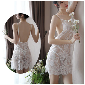New Adult Erotic Lingerie Sexy Transparent Temptation Mesh Suspender Skirt Lace Embroidered Backless Ladies Pajamas Sexy Dress