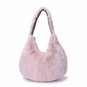 New Arrivals Women&#39;s Real Rex Rabbit Fur Handbags Fashion Fur Shoulder Bags Large Capacity Totes S7985