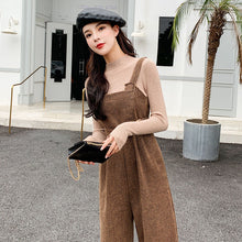 Load image into Gallery viewer, New Autumn Suits Women Loose Retro Corduroy Overalls + Knitted Round Neck Bottoming Sweater 2-Piece Sets Female