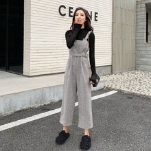 Load image into Gallery viewer, New Autumn Suits Women Loose Retro Corduroy Overalls + Knitted Round Neck Bottoming Sweater 2-Piece Sets Female