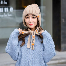 Load image into Gallery viewer, New Autumn and Winter Hat Women Korean Fashion Bow Tie English Knitted Hat Warm Hair Ball Mother Ear Cap Wholesale Drop Shipping