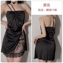 Load image into Gallery viewer, New Black Sexy Halter Neck Hot Sling Nightgown Female Lace See-Through Slim Nightdress Home Dress Size M L
