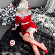 Load image into Gallery viewer, New Christmas Uniform Cosplay Costumes Sexy Red Lingerie Christmas Queen Adorable Dress Hot Erotic Girl Fuzzy Bodysuit For Women
