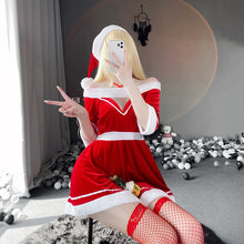 Load image into Gallery viewer, New Christmas Uniform Cosplay Costumes Sexy Red Lingerie Christmas Queen Adorable Dress Hot Erotic Girl Fuzzy Bodysuit For Women