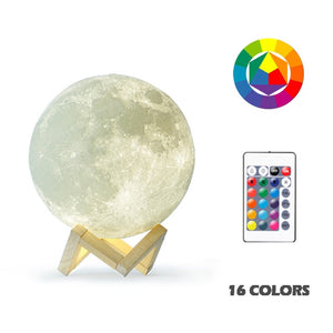 New Dropship  3D Print Moon Lamp Colorful Change Touch Usb Led Night Light Home Decor Creative Gift