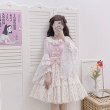 Load image into Gallery viewer, New Elegant Lolita Shirts Bow Decoration Mori Girl Sweet Lace Crop Tops Flare Sleeve Vintage Blouses Spring All Match Women
