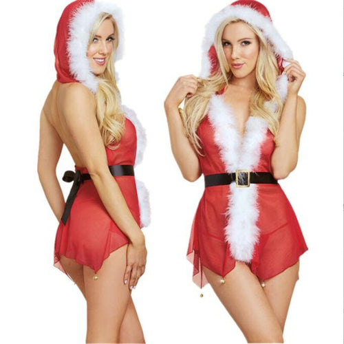 New Erotic Hollow Bell Suspenders Christmas Bodysuit For Women Sexy Lingerie Underwear Xmas Transparent Bikini One-piece Dress