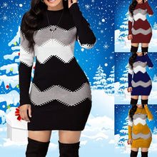 Load image into Gallery viewer, New Fashion Knitted Long Multi-color Top Long Striped Long-sleeved Autumn Winter Sweater Long Multi-color Slim-fit Sweater
