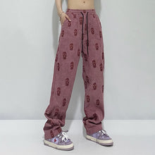 Load image into Gallery viewer, New Fashion Print Corduroy Pants for Women 2022 Elastic Waist Loose Trousers Spring Casual Chic Cool Straight Bottoms