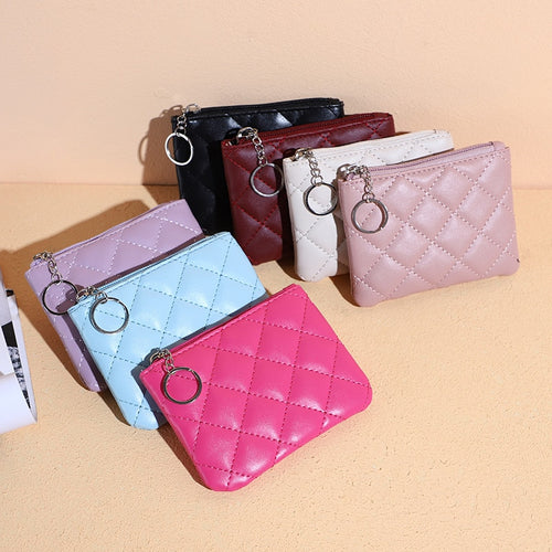 New Fashion Small Coin Wallet Women Fashion Style Coin Purse with Key Chain Black Blue Pink Red Mini Bag for Ladies Gift Gift
