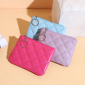 New Fashion Small Coin Wallet Women Fashion Style Coin Purse with Key Chain Black Blue Pink Red Mini Bag for Ladies Gift Gift