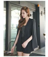 Load image into Gallery viewer, New Fashion Spring Black Cape Coat Vintage V-Neck Split Cloak Cape Jacket Female OL Office Workwear Outerwear