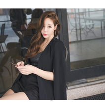 Load image into Gallery viewer, New Fashion Spring Black Cape Coat Vintage V-Neck Split Cloak Cape Jacket Female OL Office Workwear Outerwear