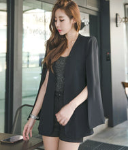 Load image into Gallery viewer, New Fashion Spring Black Cape Coat Vintage V-Neck Split Cloak Cape Jacket Female OL Office Workwear Outerwear