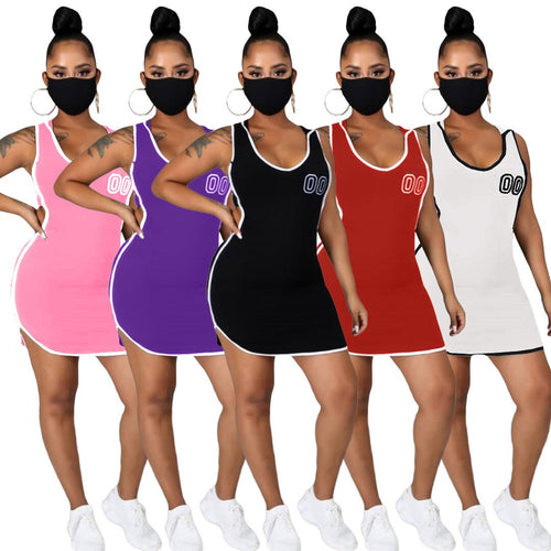 New Fashion Women Ladies Bodycon Short Sleeve O neck Letter Printed Party Club Summer Short Mini Dress Wholesale Items