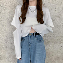 Load image into Gallery viewer, New Fashion Women Tee Shirt  Solid Color Long Sleeve Elbow Hole Hollow Loose T Shirt Top Plus Size 2XL Female Top топ женский