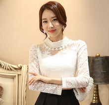 Load image into Gallery viewer, New Fashion long sleeve blouse shirts women fashion beaded Blusas femininas Sexy Plus size Lace Tops Women clothing