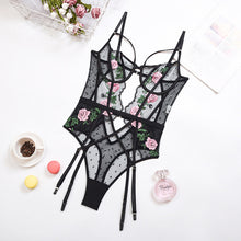 Load image into Gallery viewer, New Female Floral Embroidery Straps Lace Lingerie Bodysuit Party Club Women Sexy Fetish Underwire Backless Exotic Bodysuit