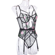 Load image into Gallery viewer, New Female Floral Embroidery Straps Lace Lingerie Bodysuit Party Club Women Sexy Fetish Underwire Backless Exotic Bodysuit
