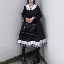 Load image into Gallery viewer, New Fungus Lolita Dress Women 2022 Long Sleeve Bow Black Dresses Harajuku Spring Slim Waist Sweet Teen Girls Vestidos Mujer