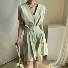 Load image into Gallery viewer, New Girls Spring Women Suits Sleeveless Vest High Waist Solid Shorts Womens Two Piece Suits Sell Separately Oversize