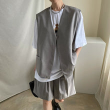 Load image into Gallery viewer, New Girls Spring Women Suits Sleeveless Vest High Waist Solid Shorts Womens Two Piece Suits Sell Separately Oversize