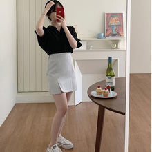 Load image into Gallery viewer, New Girls Summer Blouse Women Suit Shirt Short Sleeves Tops High Waist Long Solid A Line Skirts Two Piece Suits Sell Separately