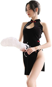 New High Quality Sexy Cheongsam Package Hip Mini Split Skirt Perspective Lingerie Dress Nightdress Cosplay Erotic Lingerie Dress