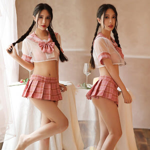 New Japanese Sweet Plaid Sexy School Uniform Women Sexy Schoolgirl JK Set Girl Sailor Role Playing Cosplay Costumes Cheerleading