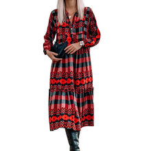 Load image into Gallery viewer, New Ladies Boho Print Dress Women Summer Spring Autumn Casual Long Beach Dress Loose Sexy Women Party Dresses Female Vestidos