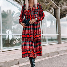 Load image into Gallery viewer, New Ladies Boho Print Dress Women Summer Spring Autumn Casual Long Beach Dress Loose Sexy Women Party Dresses Female Vestidos