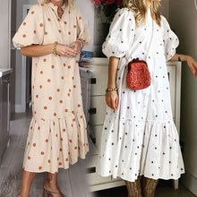 Load image into Gallery viewer, New Ladies Vintage Dot Dress Women Summer Spring Autumn Casual Long Beach Dress Loose Sexy Women Party Dresses Female Vestidos