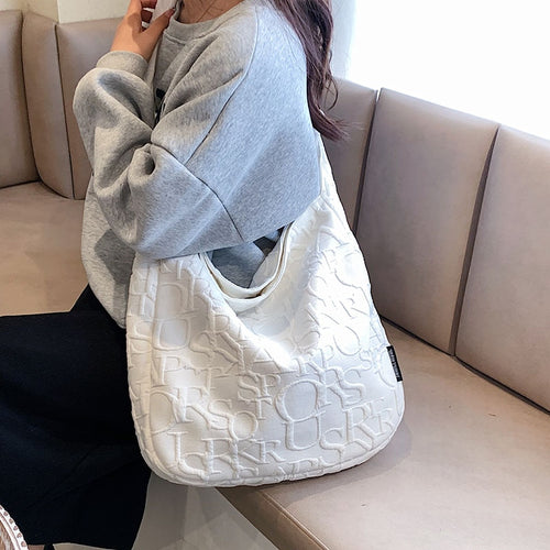 New Letters Female Big Totes High Quality Ladies Bucket Shoulder Soft Vintage Crossbody Bags 2022 Winter Fashion School Bookbags