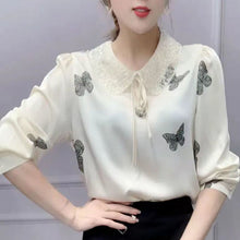 Load image into Gallery viewer, New Long Sleeve Bottoming Shirt Women&#39;s Stretch Peter Pan Collar T Shirt Tops Blouses Plus Size 6XL