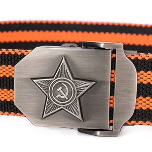 New Men & Women High Quality 3D Five Rays Star Military Belt Old CCCP Army Belt Patriotic Retired Soldiers Canvas Jeans Belt