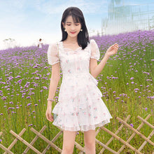 Load image into Gallery viewer, New Mesh Embroidery Sweet Fairy Dress Kawaii Princess Cake Skirt Summer Gentle Elegant Leisure Travel Shopping Mini Dress Women