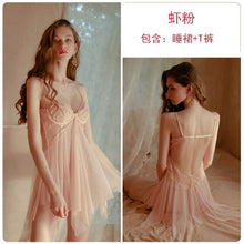 Load image into Gallery viewer, New Mesh Nightgowns Sexy Lingerie Sleep Wear Women Nightdress With Steel Ring Sexy Pajamas Temptation Nightgown Sleeping Dress