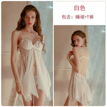Load image into Gallery viewer, New Mesh Nightgowns Sexy Lingerie Sleep Wear Women Nightdress With Steel Ring Sexy Pajamas Temptation Nightgown Sleeping Dress
