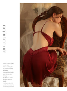 New Nightdress Women Sexy Lingerie Satin Gauze Perspective Sleepwear Femme Erotica Porno Skirt Summer Thin Dress Slutty Clothes