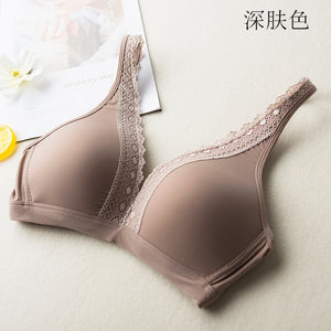 New Plus Size Lace Bralette Wire Free Bra Deep V Black Women Backless Lace Lingerie Padded Female Underwear Wireless Underwire