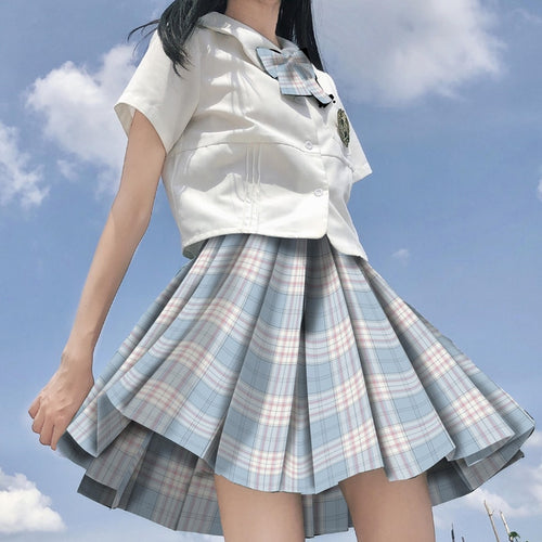 New Preppy Style Sweet Plaid Mini Skirts Women 2022 High Waist Fashion Pleated Skirt Spring Jupe All Match Faldas Mujer