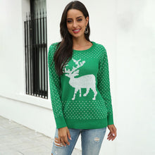 Load image into Gallery viewer, New Product Christmas Sweater Casual Women Autumn And Winter Snowflake Deer Jacquard Christmas Sweater Knit Top Jumper Women&#39;s