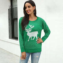 Load image into Gallery viewer, New Product Christmas Sweater Casual Women Autumn And Winter Snowflake Deer Jacquard Christmas Sweater Knit Top Jumper Women&#39;s