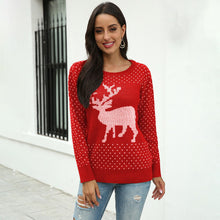 Load image into Gallery viewer, New Product Christmas Sweater Casual Women Autumn And Winter Snowflake Deer Jacquard Christmas Sweater Knit Top Jumper Women&#39;s