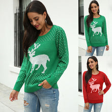 Load image into Gallery viewer, New Product Christmas Sweater Casual Women Autumn And Winter Snowflake Deer Jacquard Christmas Sweater Knit Top Jumper Women&#39;s