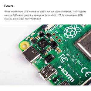 New Raspberry Pi 4 Model B 2GB RAM BCM2711 Quad core Cortex-A72 ARM v8 1.5GHz Support 2.4/5.0 GHz WIFI Bluetooth 5.0