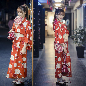 New Sakura Girl Kimono Dress Japanese Style Photo Photography Yukata Kimono Women Floral Anime Bathrobe Uniform Cosplay Costume