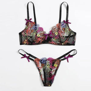 New Sensual Lingerie Women&#39;s Underwear Transparent Sexy Lingerie Underwire Bra Graters Embroidery Sexy Exotic Bra and Brief Sets
