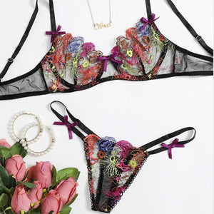 New Sensual Lingerie Women&#39;s Underwear Transparent Sexy Lingerie Underwire Bra Graters Embroidery Sexy Exotic Bra and Brief Sets